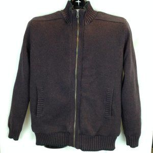 Ike Behar Sherpa Lined Burgundy/Black Cardigan